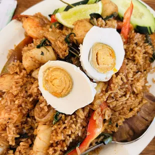 Seafood Fried Rice with Salty Egg