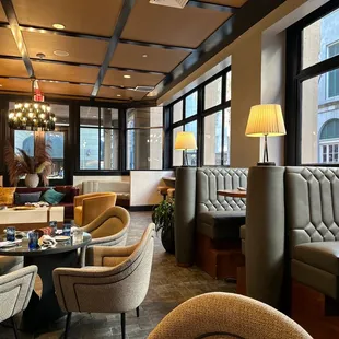 a view of a restaurant with a lot of seating