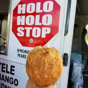 $5 coconut that was so old, the juice was dizzy and the man pretended he knew nothing about it