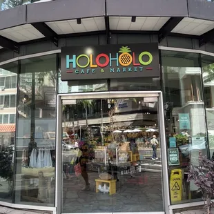 Front door, on corner