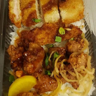 Katsu and garlic chicken