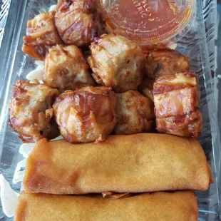 Fried Shumai and spring rolls