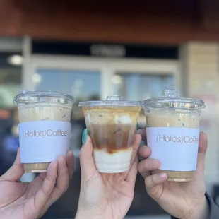cookie butter latte ($7.00) short cream latte ($6.00 +$0.75 oat milk)