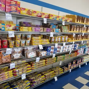 shelves of food