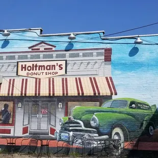 Neat mural on side of shop