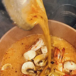 Tom Yum Goong !!! Lemongrass Soup, Ecuador White Shrimp, Lime, Makrut's Leaf