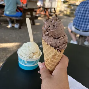 a hand holding an ice cream cone