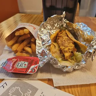 Fries &amp; a chicken wrap