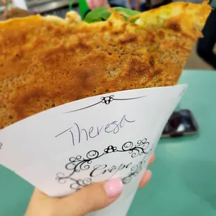 Pesto vegan crepes with almond cheese.  My new favorite food!