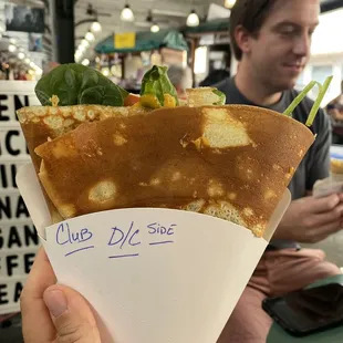 Crepe Club with side of dill sauce