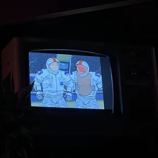 It's kitschy. It's fun. It's old cartoons on TVs.