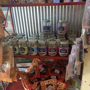 a display of food items