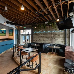 a view of the bar from the second floor
