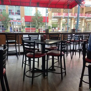 Seating area across from Reds Stadium