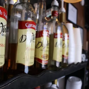 a row of empty bottles