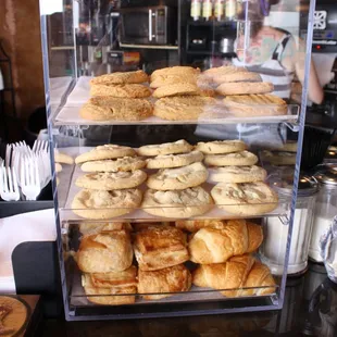 a display of baked goods