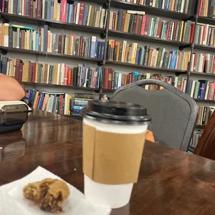 Coffee, cookie, books