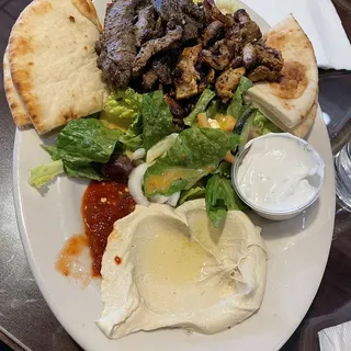 1. Chicken Shawarma, Beef Shawarma , Hummus, Rice, Greek Salad, and Pita Lunch