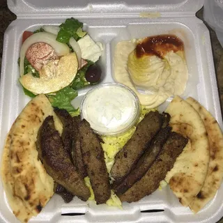 11. Gyro Meat with Hummus, Rice, Greek Salad, and Pita Lunch
