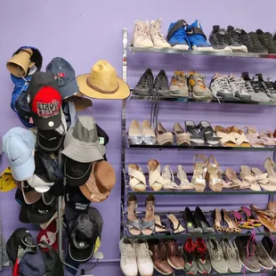 The second room has accessories such as hats and shoes
