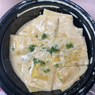 Chicken Quesadilla Ravioli with Chipotle Cream sauce