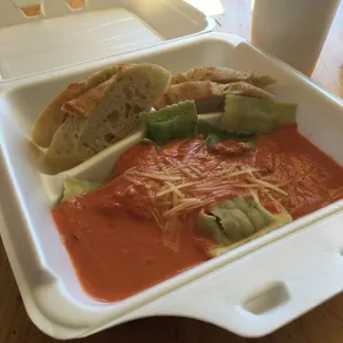 All this for only 6.50!! I got wild mushroom/ spinach feta ravioli with tomato cream sauce super excited to finally try this place.