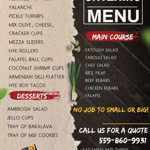 a menu for a restaurant