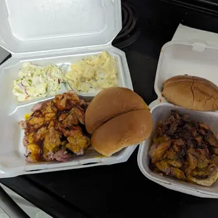 Pulled pork dinner. Brisket sandwich..get the Brisket with sauce on the side.