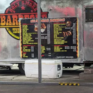 the menu on the side of the truck