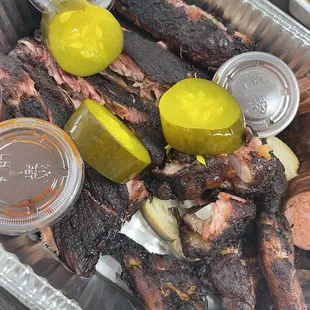 Ribs, rib tips, wings and sausage