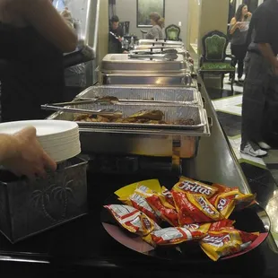 Catered event. Yummy BBQ lined up.