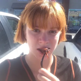 I'm not good at selfies but that face is I can't believe I stopped eating to take a picture this is so good.