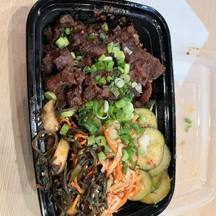 Firecracker Pork, seaweed salad