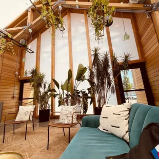 Beautiful seating area inside atrium.