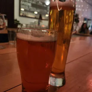 a pint and a glass of beer