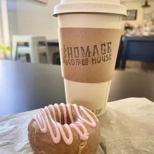 Black and White Mocha with French Toast Donut