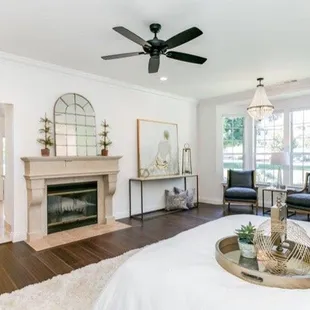 Bedroom decor in one of our staged homes.