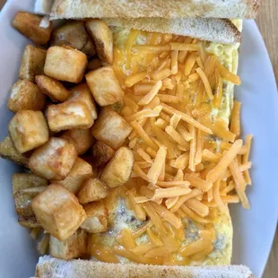 Had &amp; cheese omelet with home fries &amp; toast.