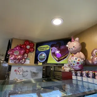  display of chocolates and cakes
