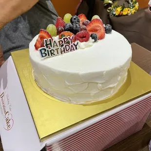 Fruit cake, lady said it had strawberries inside but it had random fruits