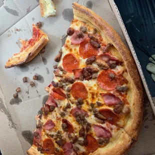 The meat pizza