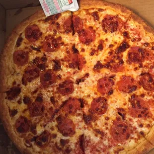 Large pepperoni. Very good!