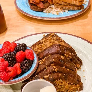 Stuffed French toast, omelet breakfast