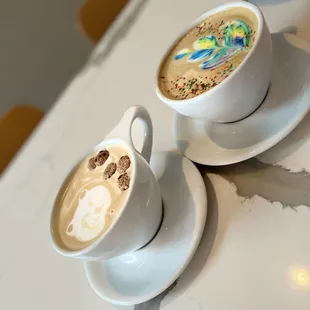 I had the latte on the left the Cookie Monster.