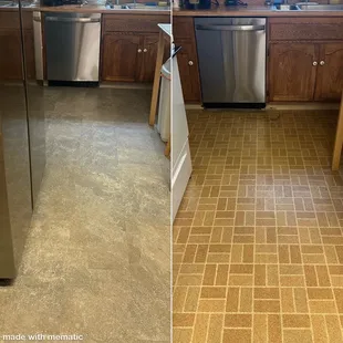 After/before - 70&apos;s linoleum is gone! What a difference