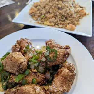 Travis Wings and Shrimp Fried Rice