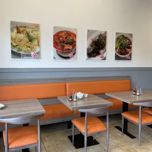 Seating area in restaurant.