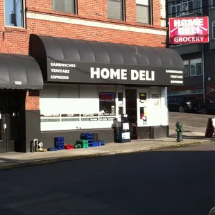 a storefront on a street corner