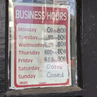 Updated hours--- CLOSED ON THE WEEKEND!