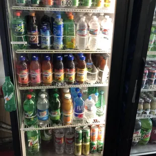 a refrigerator full of drinks